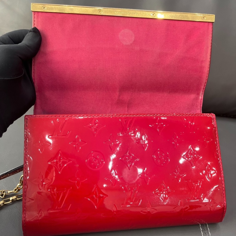 【夏日辣妹🥵又美又酷✨全網稀有】LV 紅色漆皮老花手袋 鏈條包|單肩|斜挎包-6