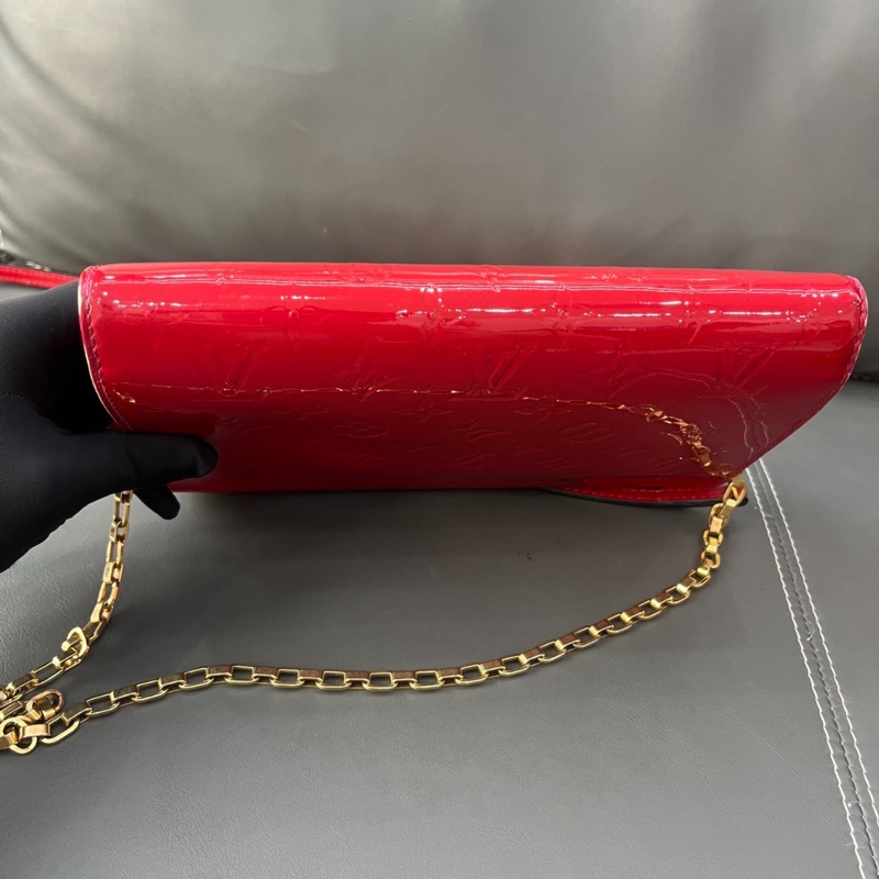 【夏日辣妹🥵又美又酷✨全網稀有】LV 紅色漆皮老花手袋 鏈條包|單肩|斜挎包-7