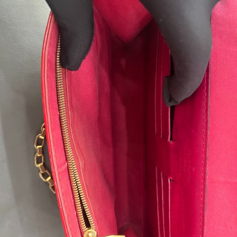 【夏日辣妹🥵又美又酷✨全網稀有】LV 紅色漆皮老花手袋 鏈條包|單肩|斜挎包-10