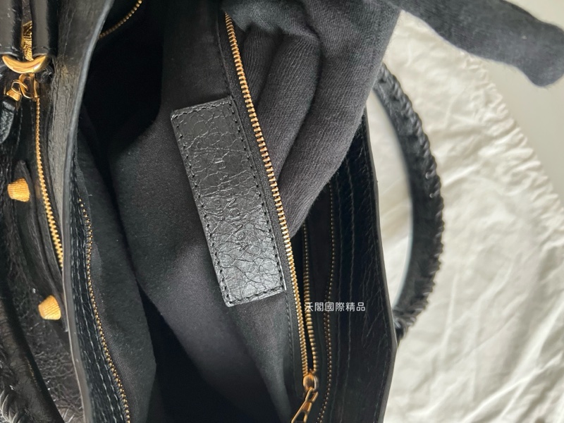 Balenciaga City中號 黑金機車包-8