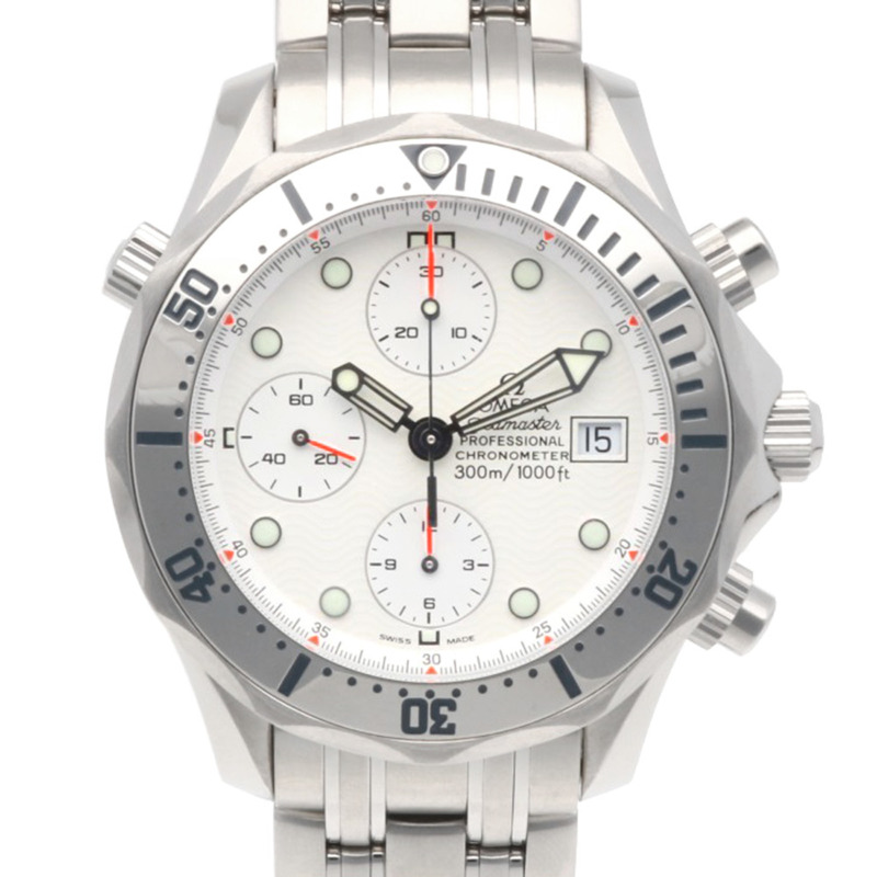 歐米茄海馬系列計時腕錶,不銹鋼材質,型號25982000,自動上鍊,拋光處理,80238XXX,男士腕錶,一年保修,二手-0