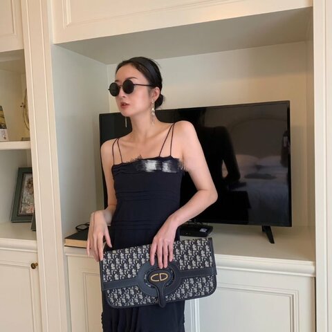 極新品❤️DIOR 緹花布手拿包 藍