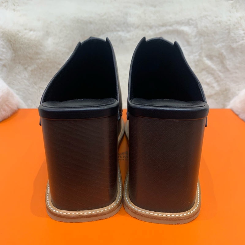 Hermes 愛馬士 木屐拖鞋增高黑色/棕色 37 (XC284)-2