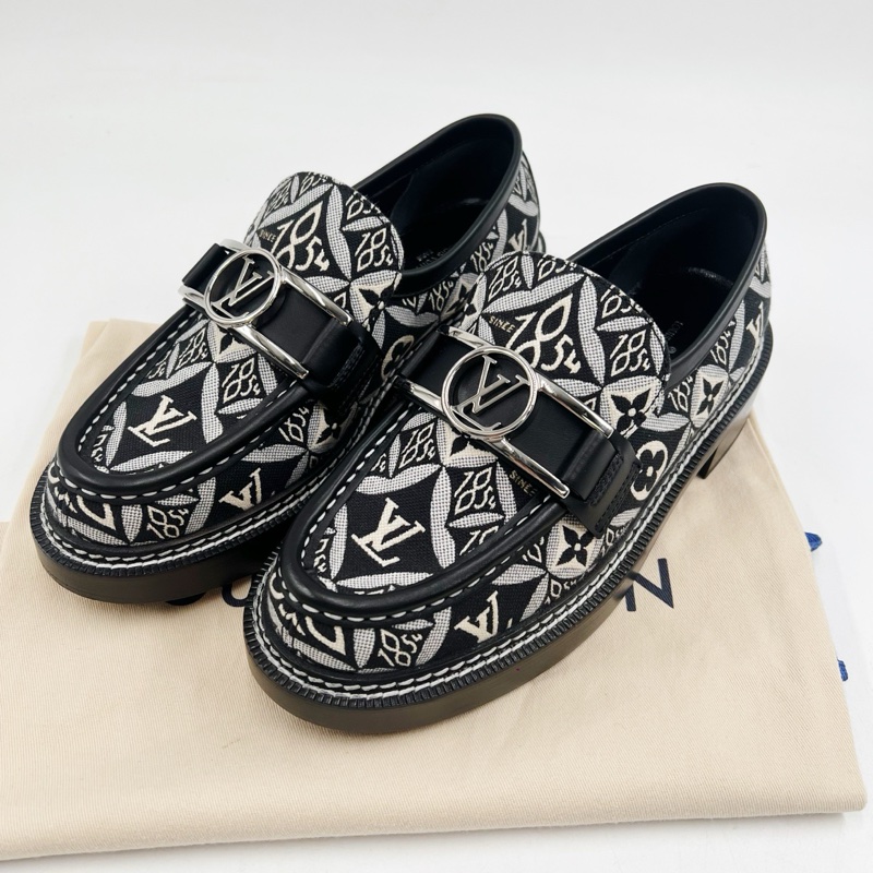 99新 Louis Vuitton/路易威登/LV/1854系列老花滿印厚底樂福鞋/36.5碼-0