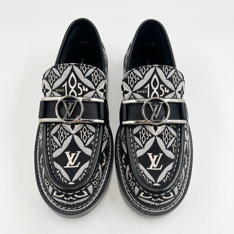 99新 Louis Vuitton/路易威登/LV/1854系列老花滿印厚底樂福鞋/36.5碼-1