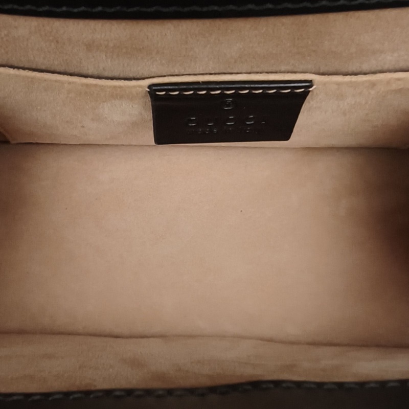 GUCCI Sylvie塞爾維亞絲帶包Mini金屬蝴蝶獅頭黑色牛皮金扣-5