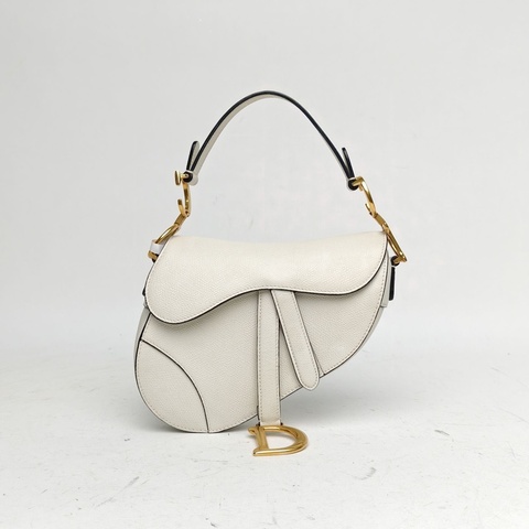DIOR SADDLE馬鞍小號21無肩帶白色牛皮金扣2019