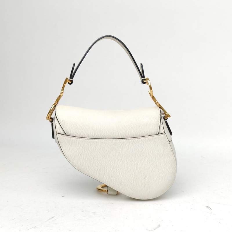 DIOR SADDLE馬鞍小號21無肩帶白色牛皮金扣2019-2