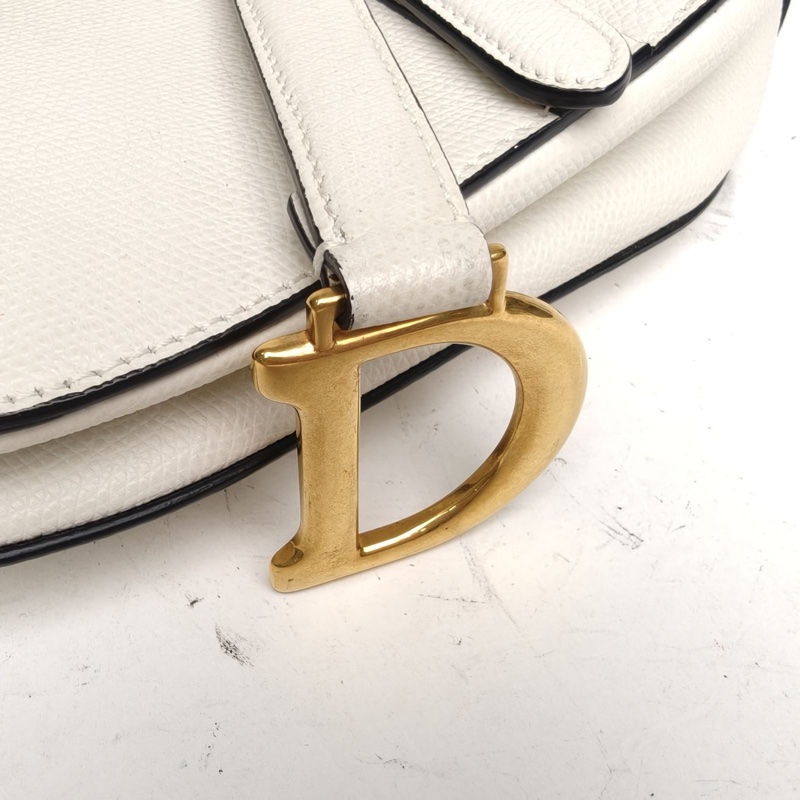 DIOR SADDLE馬鞍小號21無肩帶白色牛皮金扣2019-4