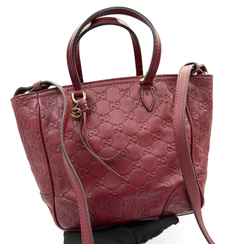 GUCCI 古馳 紅色滿版壓紋手提斜背2way包 353121-0