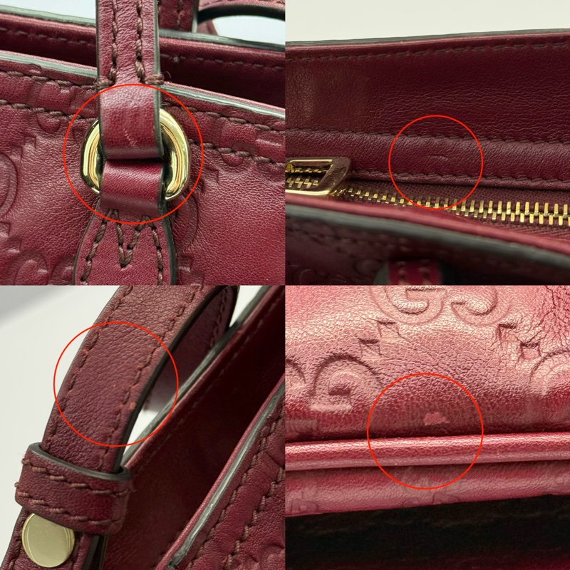 GUCCI 古馳 紅色滿版壓紋手提斜背2way包 353121-8