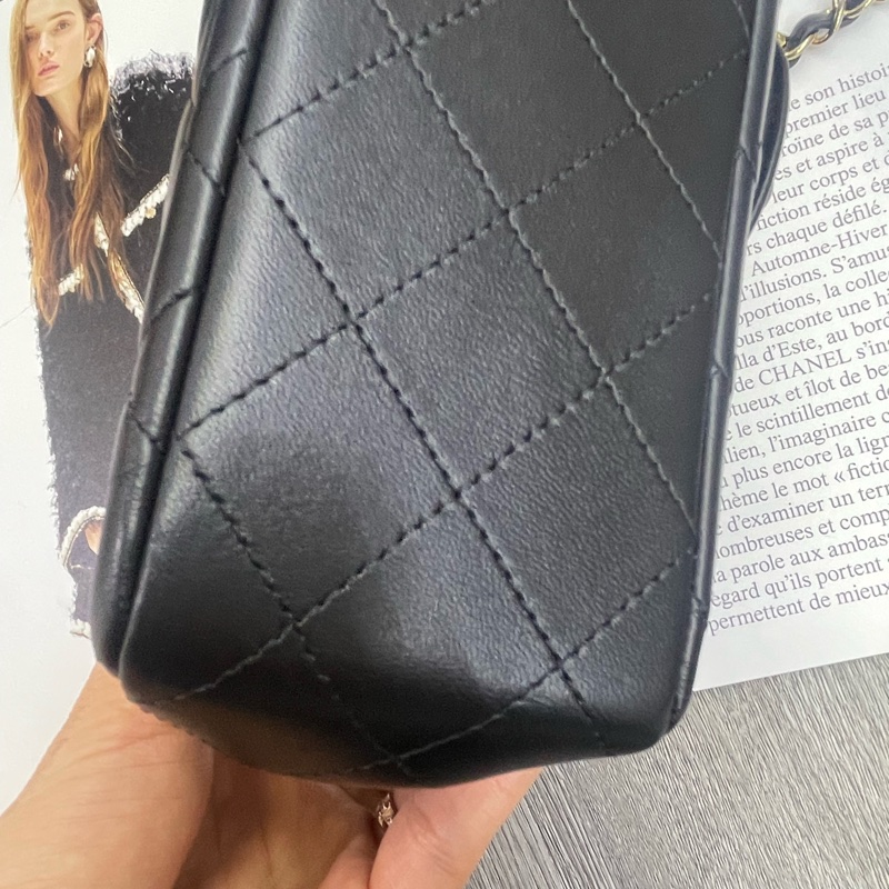 全新有票據🎫香奈兒Cf mini 經典款黑金扣-2