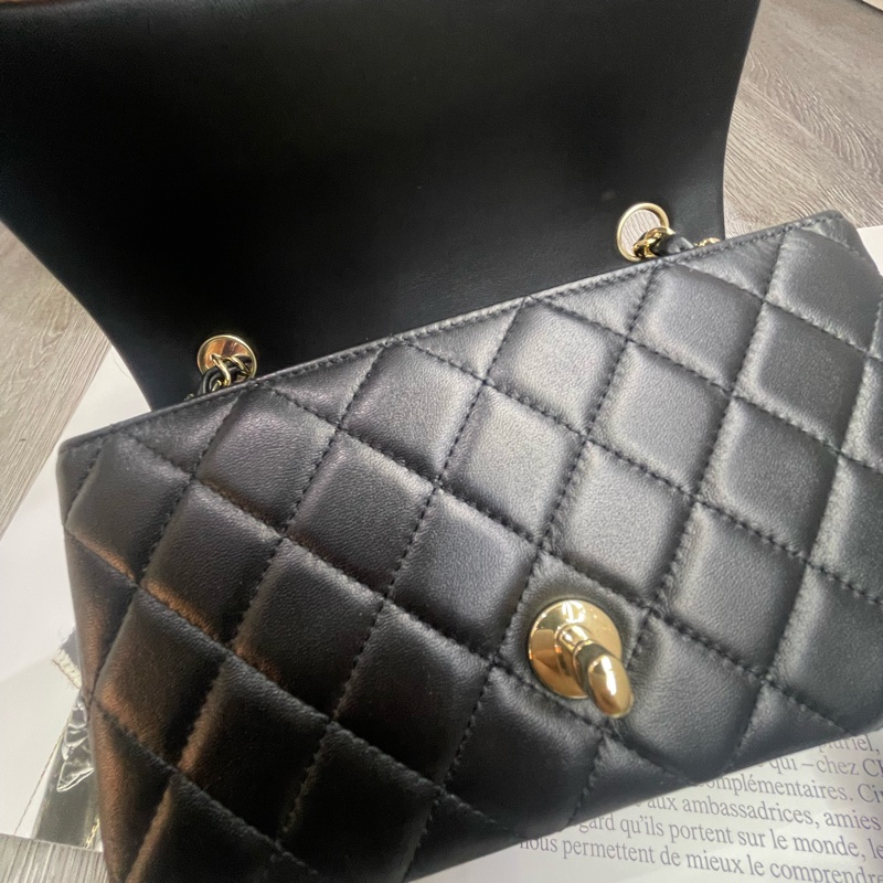 全新有票據🎫香奈兒Cf mini 經典款黑金扣-3