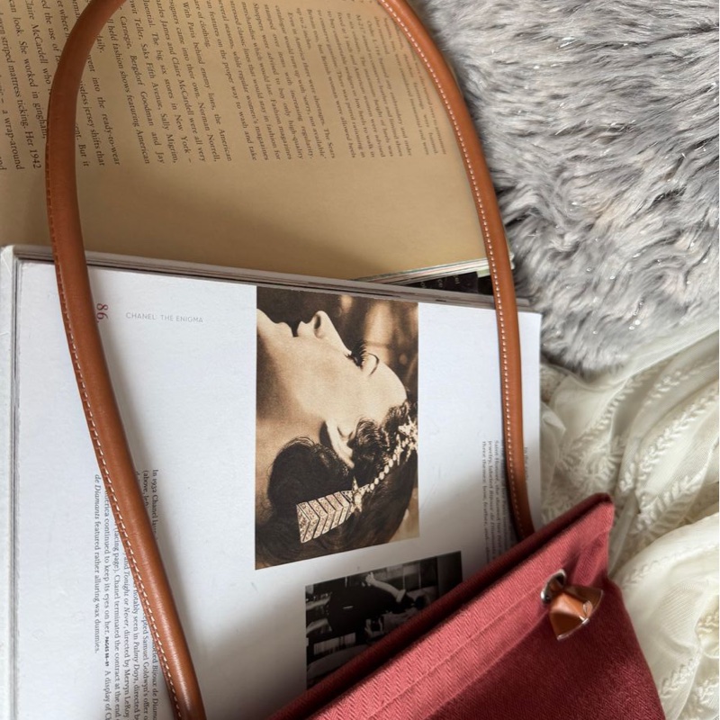 愛馬仕 斜背包 酒紅色帆布包Hermès Aline Grooming Bag-16