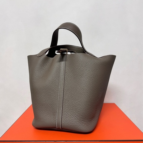 Hermes picotin22大象灰金扣 K刻