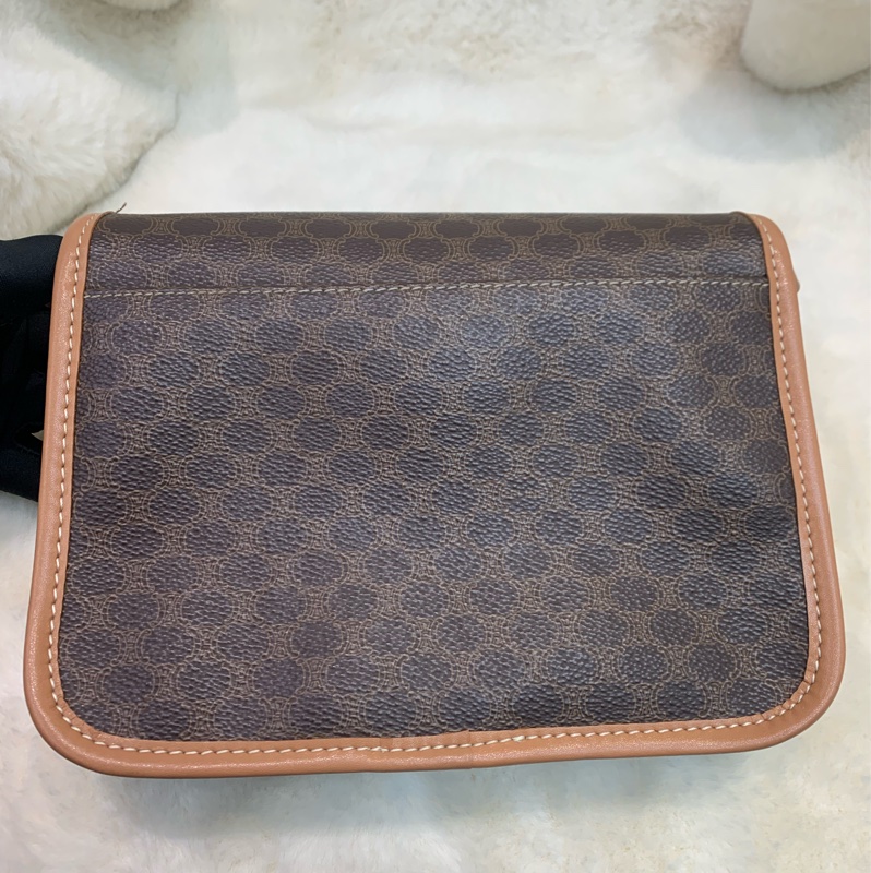 Celine 賽琳 地球黃金扣 啡色 老花斜背包 (XA374)已換皮-2