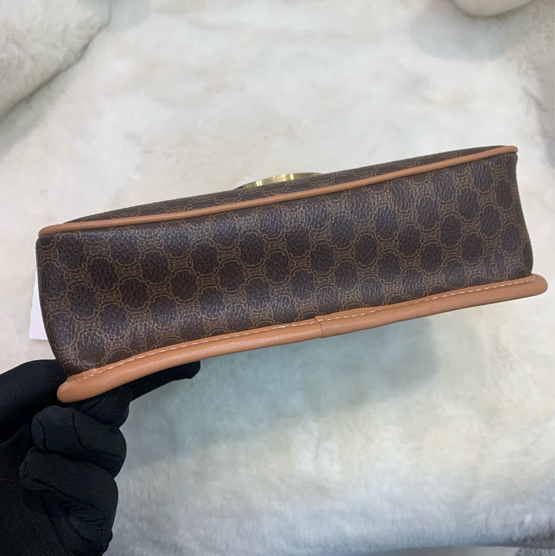 Celine 賽琳 地球黃金扣 啡色 老花斜背包 (XA374)已換皮-4
