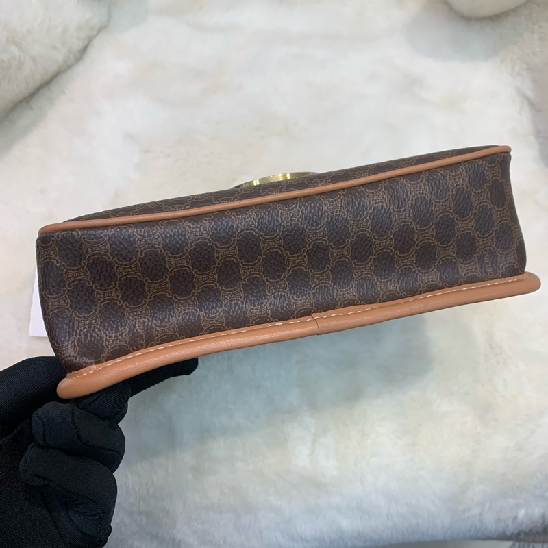 Celine 賽琳 地球黃金扣 啡色 老花斜背包 (XA374)已換皮-12