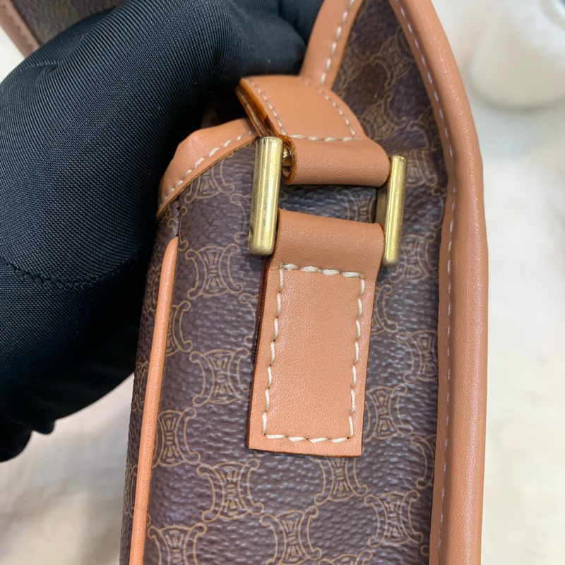 Celine 賽琳 地球黃金扣 啡色 老花斜背包 (XA374)已換皮-20
