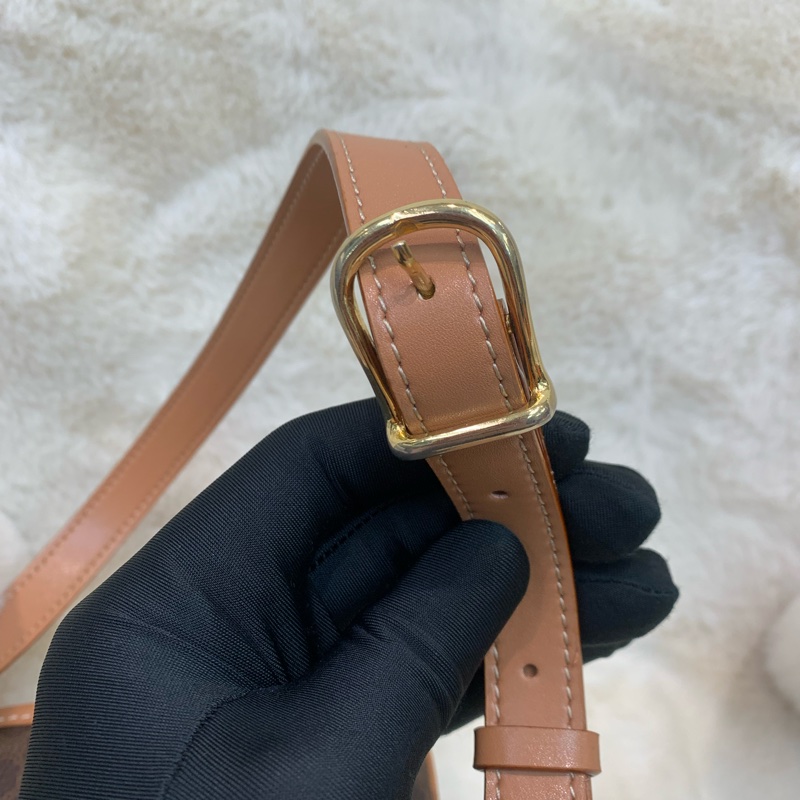 Celine 賽琳 地球黃金扣 啡色 老花斜背包 (XA374)已換皮-24