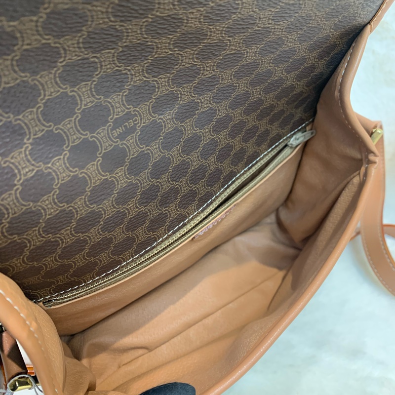 Celine 賽琳 地球黃金扣 啡色 老花斜背包 (XA374)已換皮-47