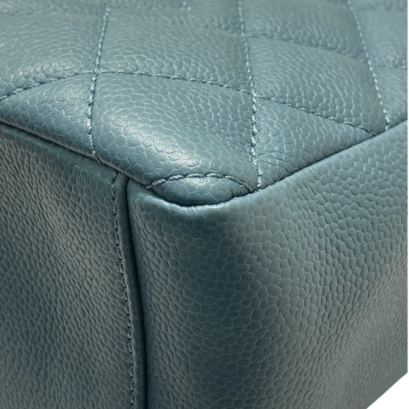 CHANEL 香奈兒 PST 肩背托特包 荔枝牛皮 藍色 銀釦-8