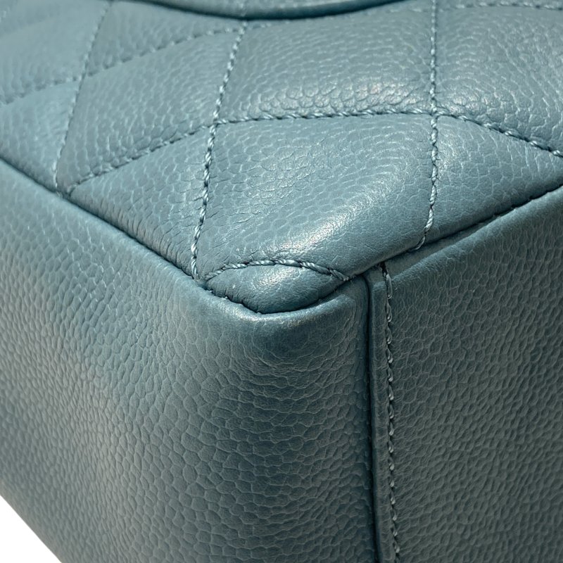 CHANEL 香奈兒 PST 肩背托特包 荔枝牛皮 藍色 銀釦-9