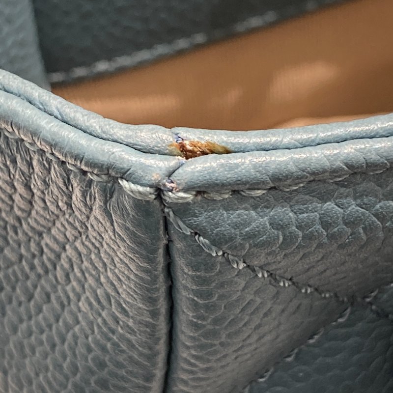 CHANEL 香奈兒 PST 肩背托特包 荔枝牛皮 藍色 銀釦-15