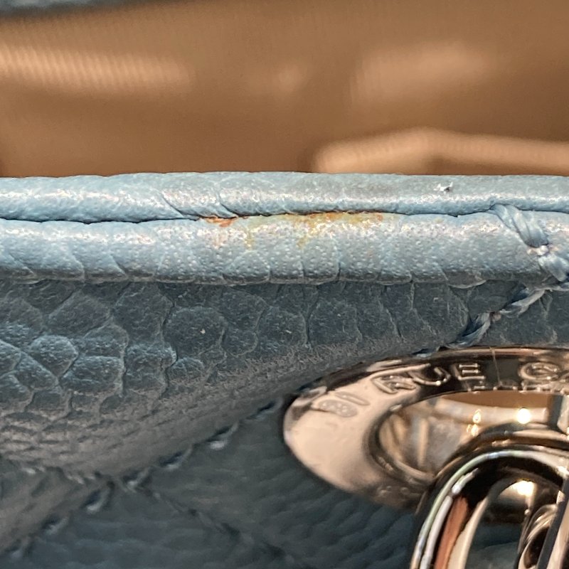 CHANEL 香奈兒 PST 肩背托特包 荔枝牛皮 藍色 銀釦-16