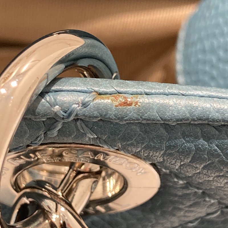 CHANEL 香奈兒 PST 肩背托特包 荔枝牛皮 藍色 銀釦-17