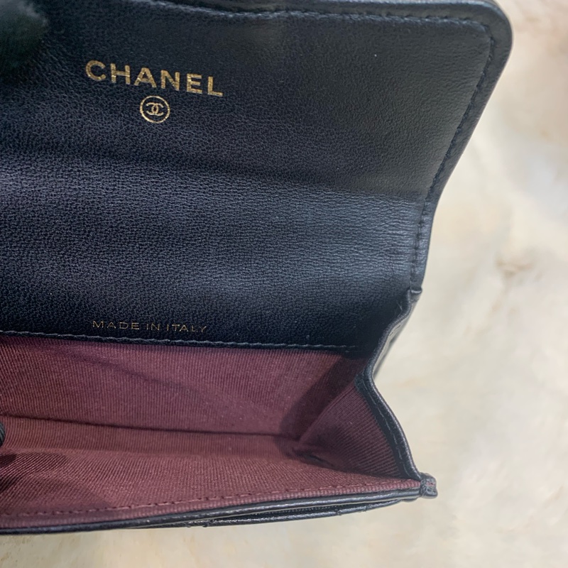 Chanel 香奈兒 黑色 經典CF 金扣 羊皮卡包-7