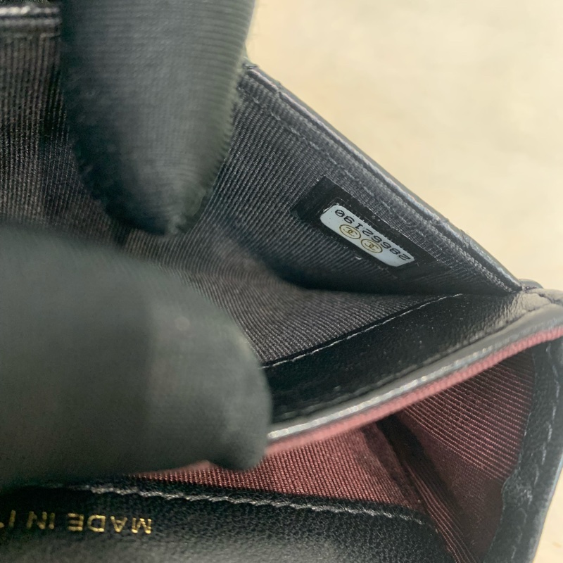 Chanel 香奈兒 黑色 經典CF 金扣 羊皮卡包-9