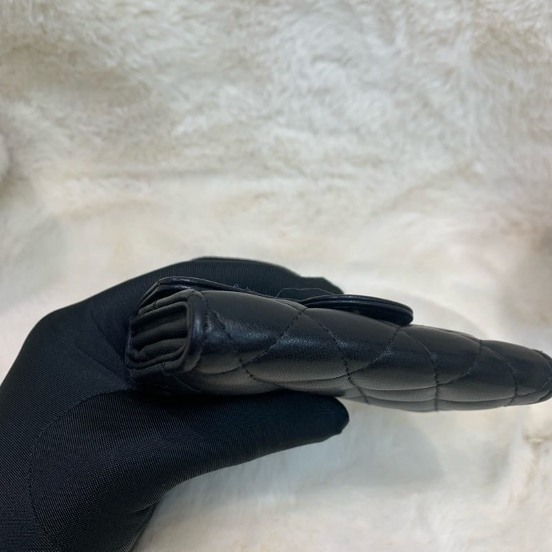 Chanel 香奈兒 黑色 經典CF 金扣 羊皮卡包-15