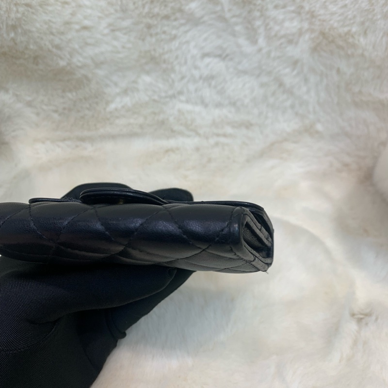 Chanel 香奈兒 黑色 經典CF 金扣 羊皮卡包-16