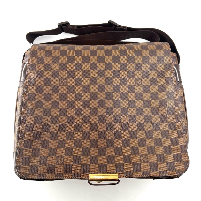 Louis Vuitton/路易威登/LV/男款棕色棋盤格翻蓋斜挎公文包/-0