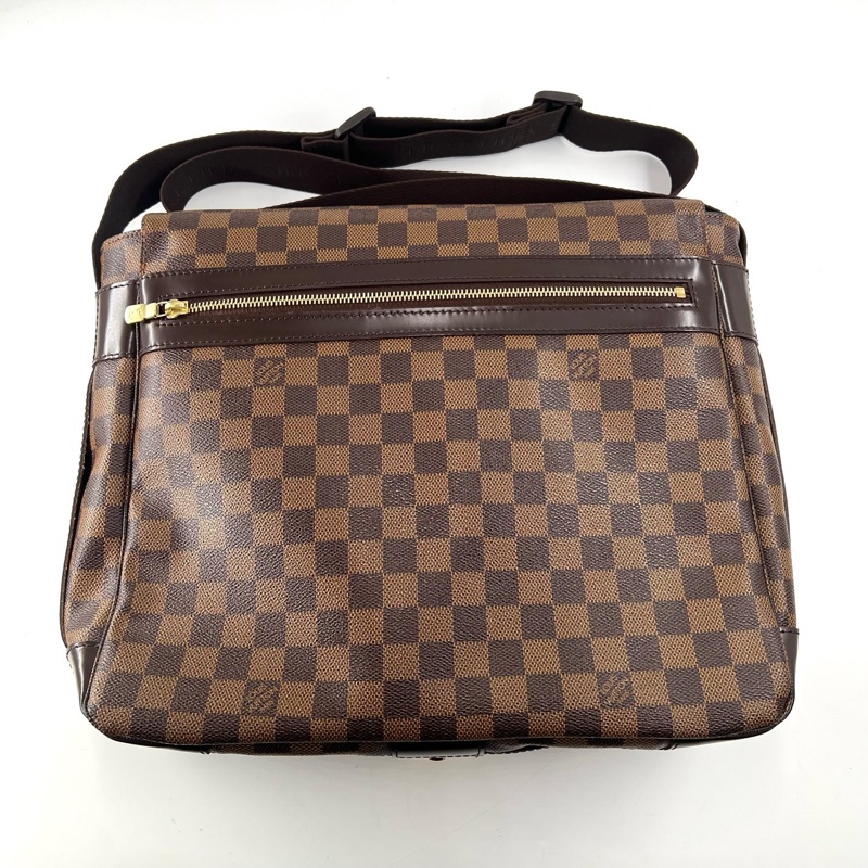 Louis Vuitton/路易威登/LV/男款棕色棋盤格翻蓋斜挎公文包/-1