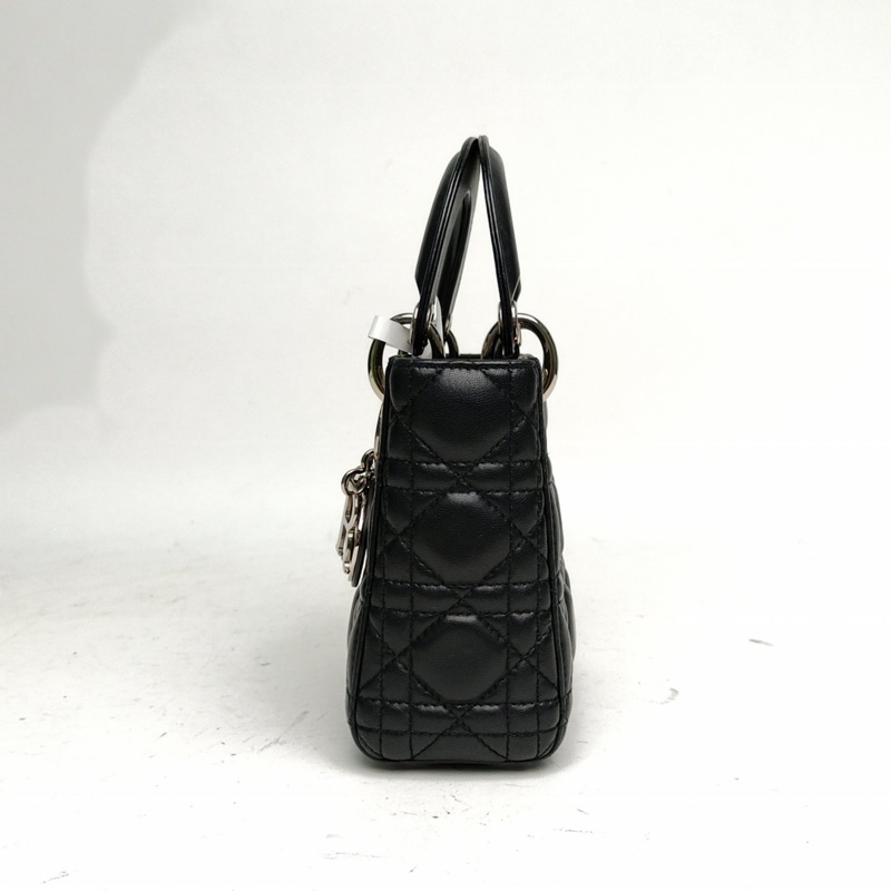 DIOR LadyDior戴妃包三格黑色羊皮銀扣2015-1