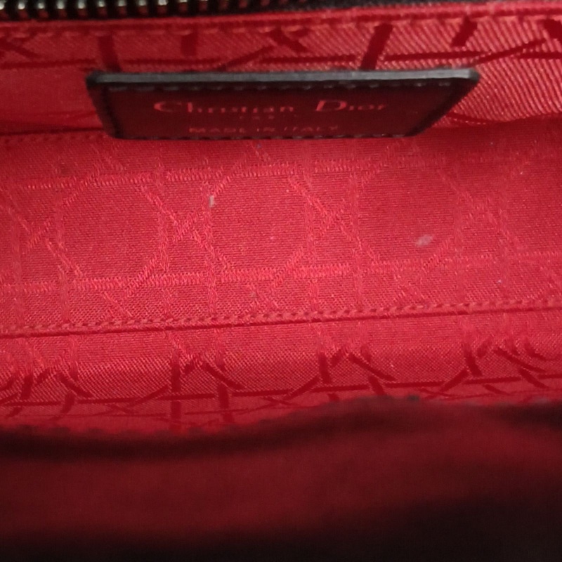 DIOR LadyDior戴妃包三格黑色羊皮銀扣2015-5