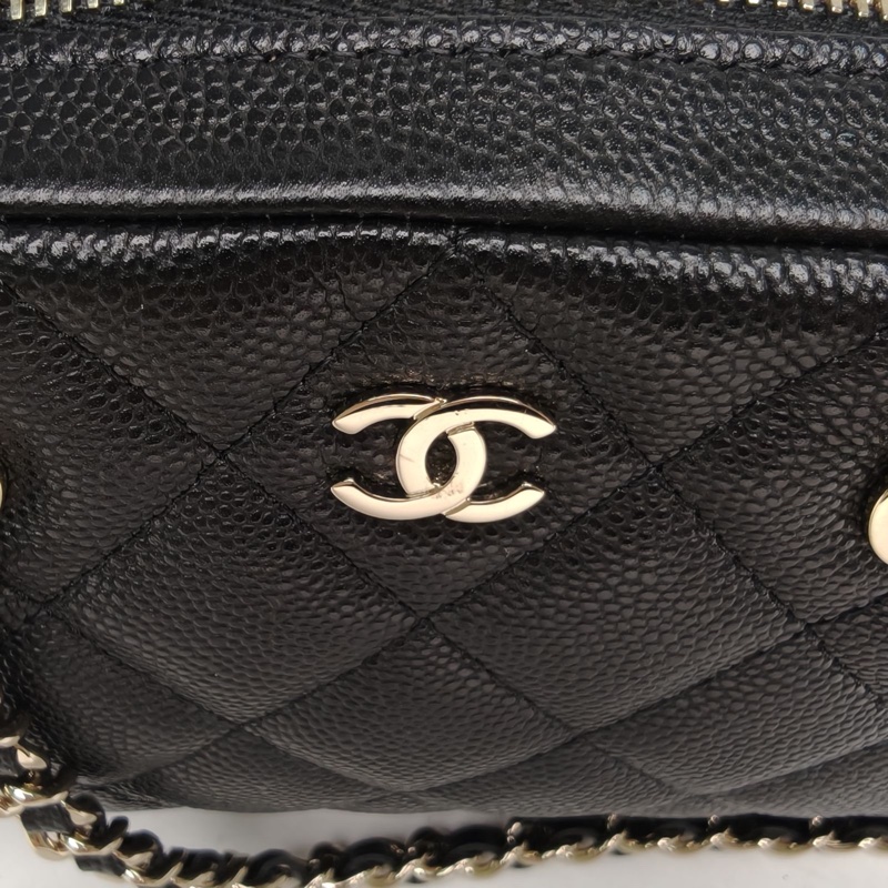 CHANEL 26P保齡球mini黑色荔枝牛皮鐳射標金扣-4