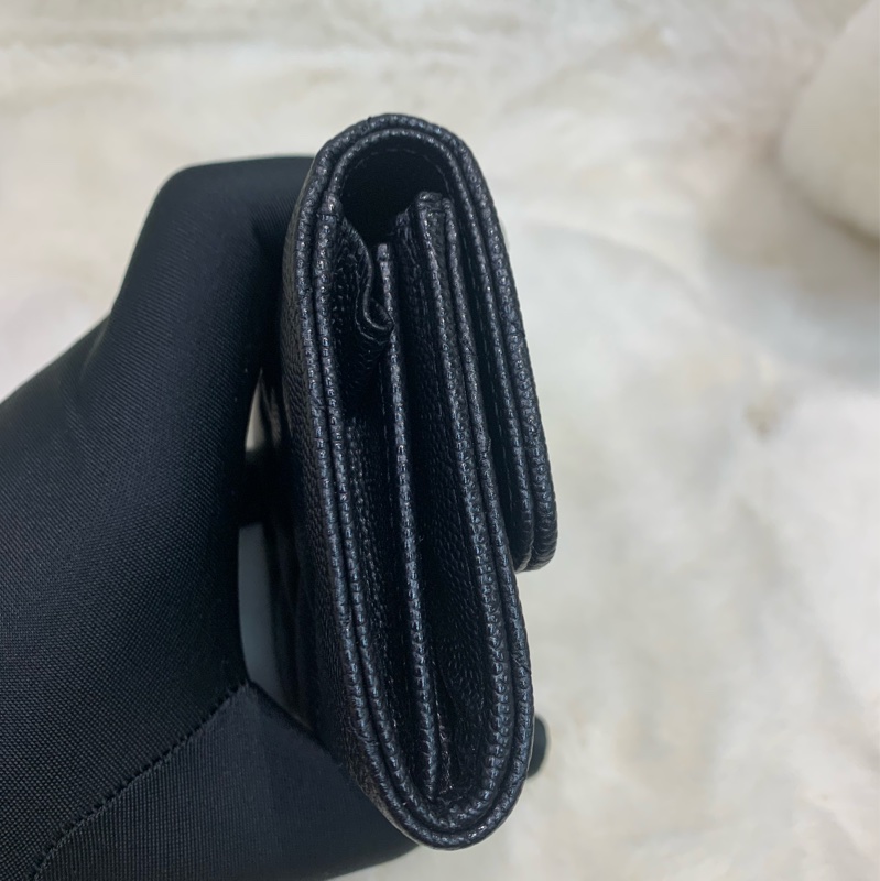 Chanel 香奈兒 黑色 荔牛 水鑽扣 中號卡包 芯片款-3