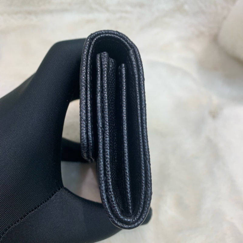 Chanel 香奈兒 黑色 荔牛 水鑽扣 中號卡包 芯片款-21