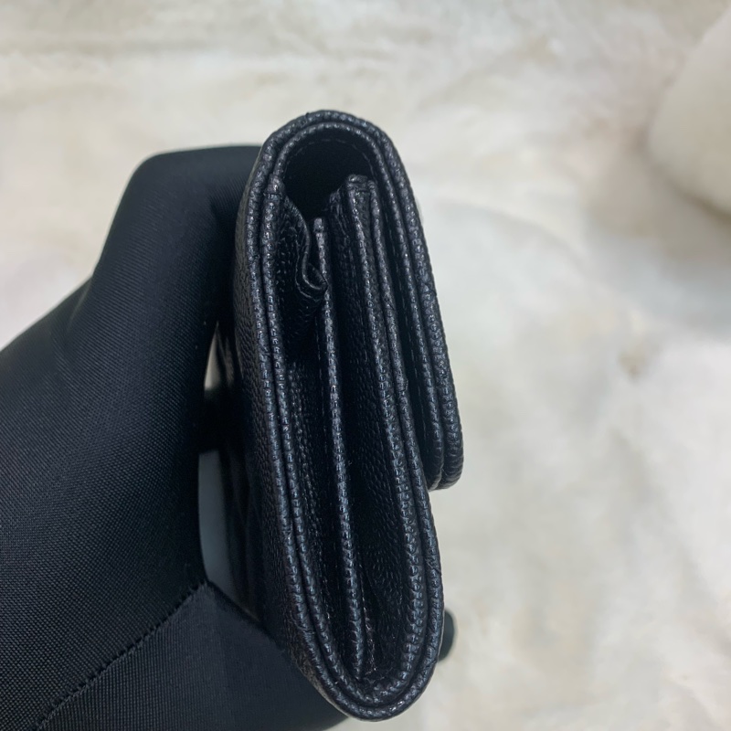 Chanel 香奈兒 黑色 荔牛 水鑽扣 中號卡包 芯片款-23