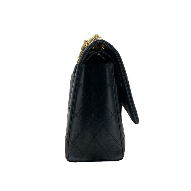 CHANEL 香奈兒 2.55 經典翻蓋側背包 油蠟小牛皮 黑色 金釦-3