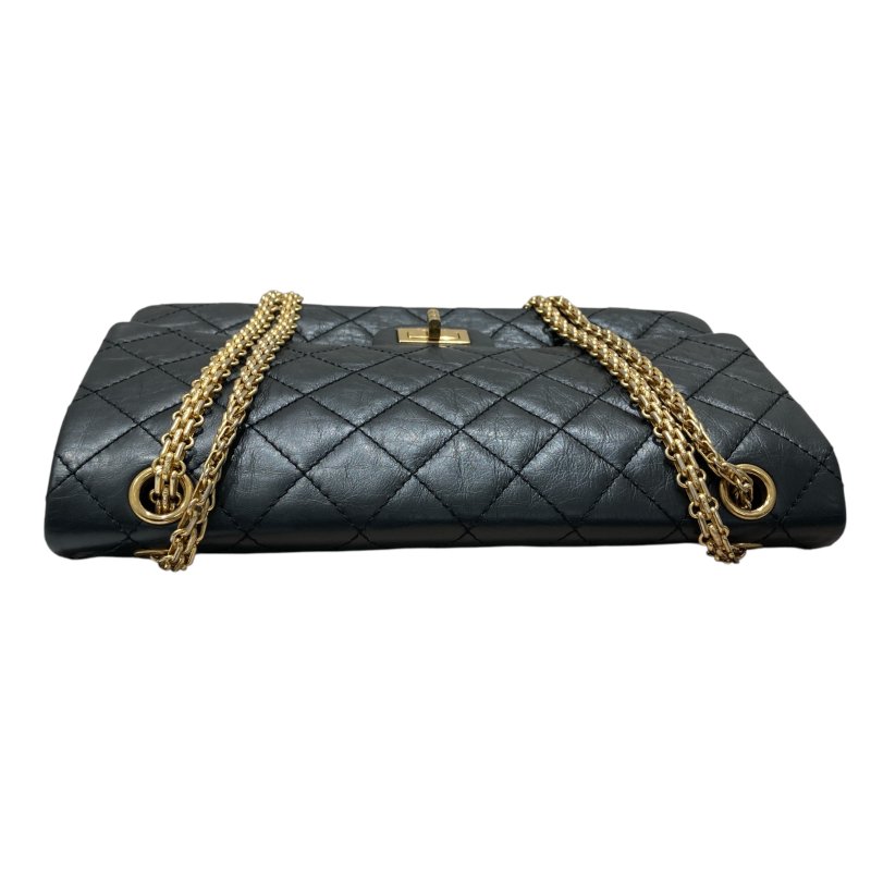 CHANEL 香奈兒 2.55 經典翻蓋側背包 油蠟小牛皮 黑色 金釦-6