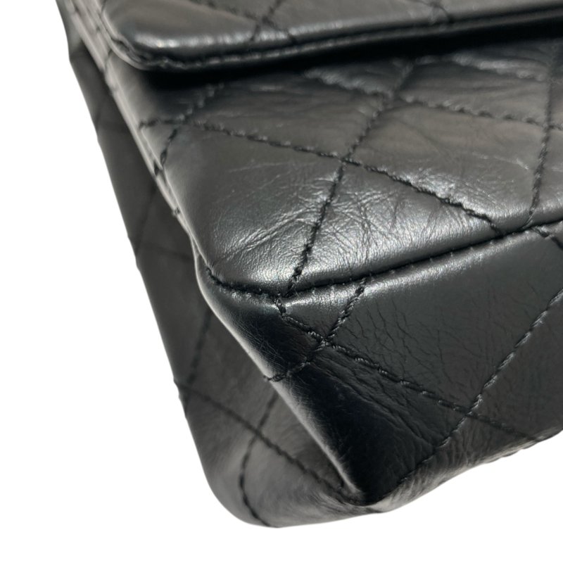 CHANEL 香奈兒 2.55 經典翻蓋側背包 油蠟小牛皮 黑色 金釦-7