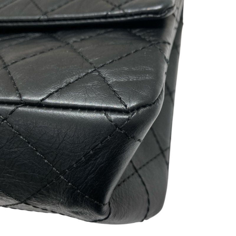 CHANEL 香奈兒 2.55 經典翻蓋側背包 油蠟小牛皮 黑色 金釦-8