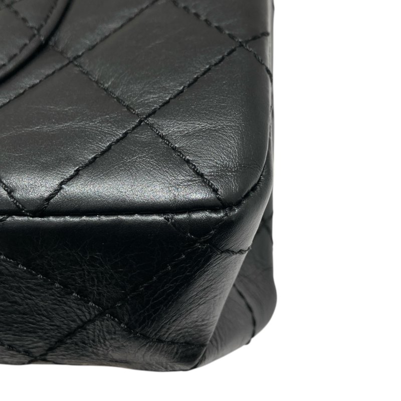 CHANEL 香奈兒 2.55 經典翻蓋側背包 油蠟小牛皮 黑色 金釦-10