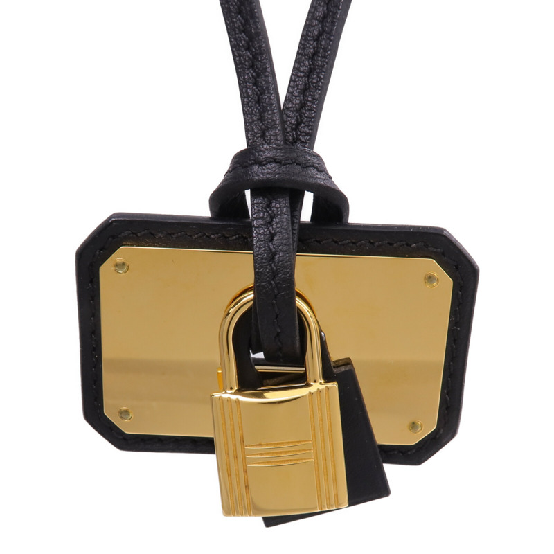 HERMES Swift皮革O'Kelly GM Pendant金扣項鍊Noir-2