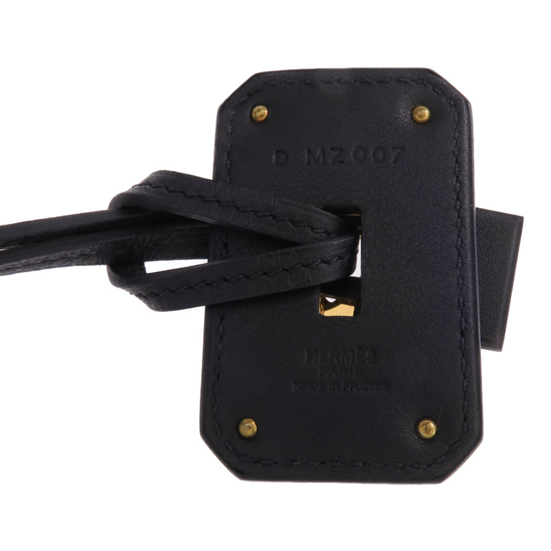 HERMES Swift皮革O'Kelly GM Pendant金扣項鍊Noir-4