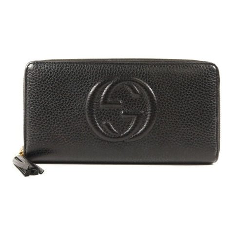 GUCCI 牛皮皮革Long Round Wallet金扣長錢包